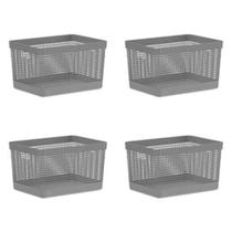 Kit 04 Cesto Organizador Caixa Armário Brinquedos 20L