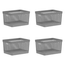 kit 04 Cesto Organizador Caixa Organizadora Armário Brinquedos 20l