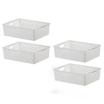 Kit 04 Cestos Organizador Quadratta Gavetas Lavanderia 27x21