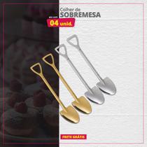 Kit 04 Colheres Sobremesa Inox Pá Redonda Kit 04 Colheres Sobremesa Inox Pá Redonda