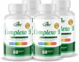 Kit 04 Complexo B (B1, B2, B3, B5, B6, B7, B9, B12) 60 Caps de 500MG Celliv