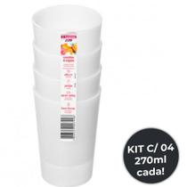 Kit 04 Copo de Plástico Ideal para Criança Não Quebra 270ml - Sanremo