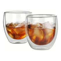 Kit 04 Copo Duplo Vidro Isolante Parede Dupla 80 ml Café Chá Suco