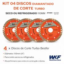 Kit 04 discos diamantados de corte turbo seco ou refrigerado 110m - bestfer Kit 04 discos diamantados de corte turbo seco ou refrigerado 110m - bestfer