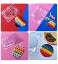 Kit 04 Formas Simples para Chocolate Pop It Redondo/ Coração/ Unicornio/milshake