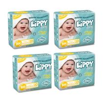 Kit 04 fraldas infantil pacote com 20 tiras lippy baby - rn (total 80 fraldas)