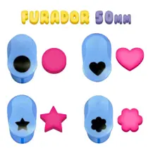 Kit 04 Furador Cortador Perfurador De Eva Papel 50mm Make+ Artesanal Scrapbook Escolar Artesanato