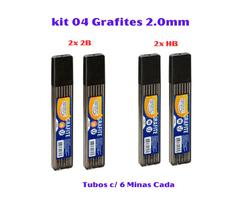 Kit 04 Grafites 2.0mm HB/2B Tubos c/ 6 Minas cada - BRW Kit 04 Grafites 2.0mm HB/2B Tubos c/ 6 Minas cada - BRW