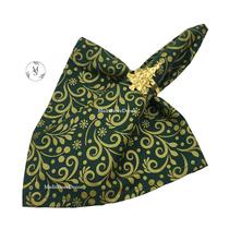 KIT 04 Guardanapo de Tecido 40 x 40cm Flor Estrelar Verde Natal - Acabamento Bainha - Várias Cores e Estampas