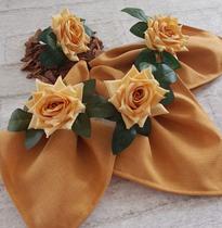 Kit 04 Guardanapos de Tecido 40x40 cm Mellange Ouro