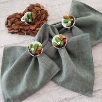 Kit 04 Guardanapos de Tecido 40x40 cm Mellange Verde Oliva