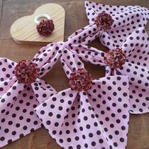 Kit 04 Guardanapos de Tecido 40x40 cm Poá Rosa Tricoline Misto