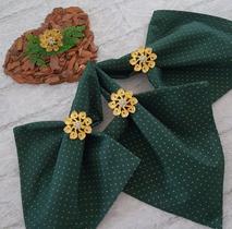 Kit 04 Guardanapos de Tecido 40x40 cm Poá Verde Tricoline 100% Algodão
