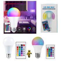 Kit 04 Lâmpadas Bulbo Led Rgb E27 Bivolt 7w Cores Controle Remoto