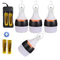 Kit 04 Lampadas Inteligente Recarregavel Com Carregador Bateria Reserva