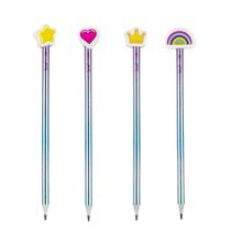 Kit 04 Lápis Grafite Beloved c/ Borracha HB Coroa, Coração, Estrela e Arco-íris - BRW