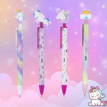 Kit 04 Lapiseiras Escolar Unicónios Fofa Divertida 0.7mm - BRW