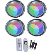 Kit 04 LUMINARIA PISCINA HIPER LED 15W INOX 316 RGB ROSCA Kit 04 LUMINARIA PISCINA HIPER LED 15W INOX 316 RGB ROSCA