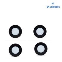 Kit 04 Luminárias Preta Spot Point Cir Fria 1,5w Ledline Kit 04 Luminárias Preta Spot Point Cir Fria 1,5w Ledline
