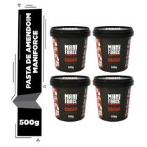Kit 04 Maniforce Pasta De Amendoim Cacau 500g Zero Açúcar