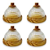 Kit 04 Mini Cloche Pâtisserie Doces Vidro Madeira Artesanal Kit 04 Mini Cloche Pâtisserie Doces Vidro Madeira Artesanal