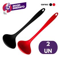 Kit 04 Mini Utensílios Cozinha Em Silicone Concha E Espátula Vazada E Colher Sopa E Escumadeira