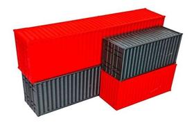 Kit 04 Miniaturas Container 2x40 Pés 2x20 Pés Escala 1:87 - AdP