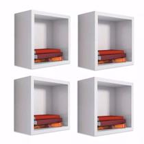 Kit 04 Nichos Decorativo 31x31x15 Prateleira Cubo Sala Branco