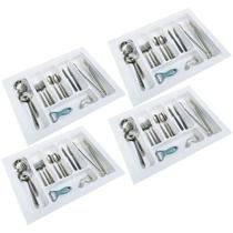 Kit 04 Organizador Divisor de Talheres Para Gaveta M04 Bandeja 57,2x44 cm Separador Branco - Inoviza