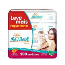 Kit 04 Pacotes Toalhas Umedecida Meu Bebê Ultra 200 Lenços
