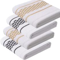 Kit 04 Pano Copa KazzaVip Atoalhado 85% Algodão Com Barra Decorada Quadriculado (2)Bege (2)Preto Jacquard 45cmx70cm Branco Kit 04 Pano Copa KazzaVip Atoalhado 85% Algodão Com Barra Decorada Quadriculado (2)Bege (2)Preto Jacquard 45cmx70cm Branco