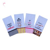 Kit 04 Panos De Prato Bordado Coleção Momentos 100% Algodão