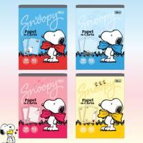 kit 04 Papel de Carta Caderno Colado Snoopy 50 Folhas Decoradas 63g/m² Tilibra Papelaria Cartão
