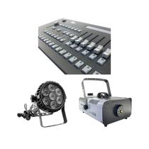 Kit 04 Par Led + Mesa Controladora Pilot + Maquina De Fumaça