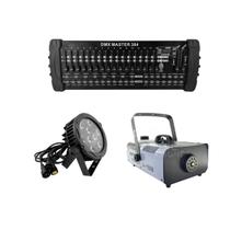 Kit 04 Par Led Slim + Mesa Controladora + Maquina De Fumaça