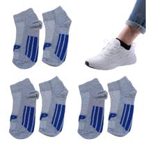 Kit 04 Pares Meias Soquete Cano Curto Invisível Feminina Trabalhada Com Elastano Algodão Original Apollo