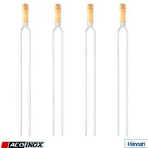 Kit 04 Pçs Espeto Churrasco Alumínio Duplo 75 Cm Cabo Madeira