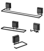 Kit 04 Pçs Lavabo Banheiro Preto Fosco Ventosa Future Kit 04 Pçs Lavabo Banheiro Preto Fosco Ventosa Future