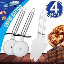 Kit 04 Peça Utensílio de Cozinha Cortador Inox Massas e Pizza E Espátula Inox Para Massas e Pizzas Kit 04 Peça Utensílio de Cozinha Cortador Inox Massas e Pizza E Espátula Inox Para Massas e Pizzas
