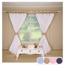 Kit 04 Peças Cortina Quarto de Bebê Simples Decorativa Menina Menino