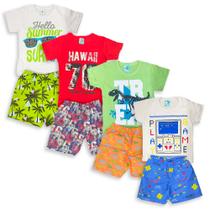 Kit 04 Peças Roupa Infantil Conjunto Menino 2 Camisetas e 2 Bermuda Shorts Verão Kit 04 Peças Roupa Infantil Conjunto Menino 2 Camisetas e 2 Bermuda Shorts Verão