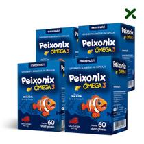 Kit 04 Peixonix Ômega 3 Mastigável Sabor Cereja 60 Cápsulas Loja Maxinutri