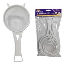 Kit 04 Peneiras De Cozinha Coador Plástico 4 Tamanhos Grande
