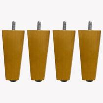 Kit 04 Pés Chanfrado Castanho 10cm Com Rosca Metal Para Móveis D10 - D'rossi