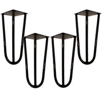 Kit 04 Pés de Ferro Aço Hairpin Legs 25 cm Preto A01 Sofá Móveis Mesa - Inoviza