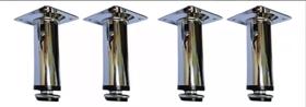 KIT 04 Pés Regulável P/ Móveis Aço Inox 10cm Cromado