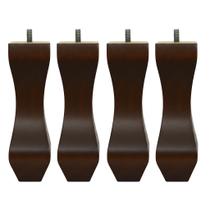 Kit 04 Pés Retrô Tabaco 20cm com Rosca Metal para Móveis D10 - D'Rossi