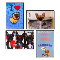 Kit 04 Placas de Mdf Decorativas Dog 19,5x29,5cm - D'Rossi