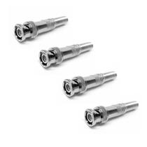 Kit 04 Plug Conector BNC RG59 Macho 4mm Para CFTV C/ Mola