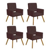 Kit 04 Poltrona Cadeira Decorativa Hit Pé Palito Sala de Estar Recepção Escritório Suede Marrom - Damaffê Móveis